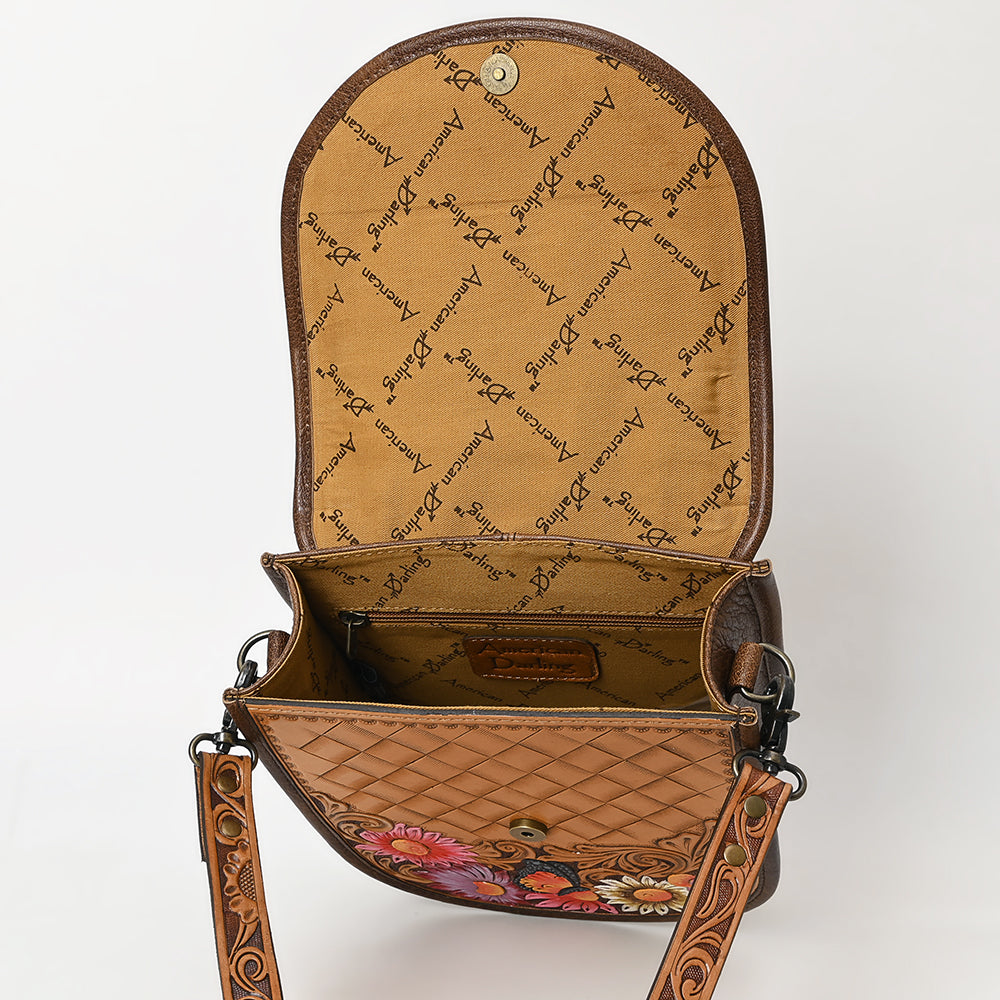 American Darling Crossbody Hand Tooled Saddle Blanket Genuine Leather