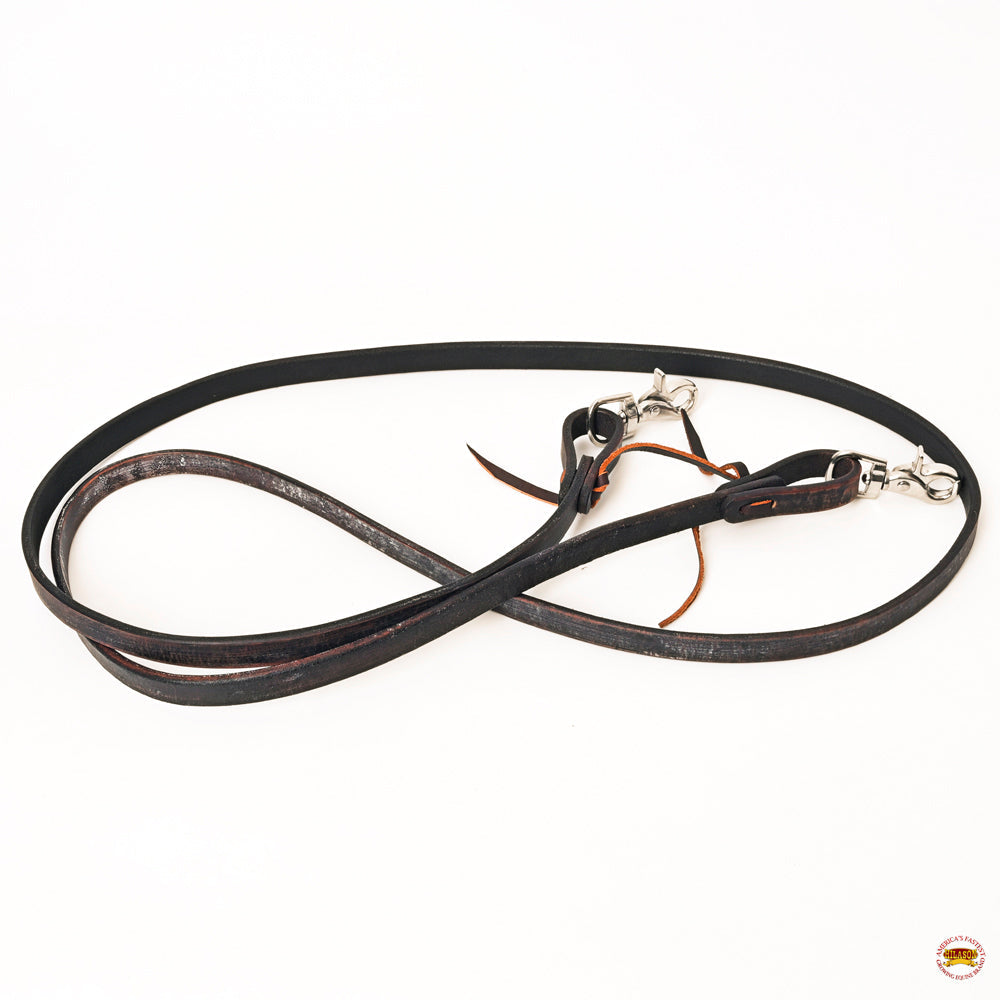 HILASON Western Horse American Leather Latigo Ends Roper Reins, Dark Brown | Reins Barrel Racing Roping for Horses