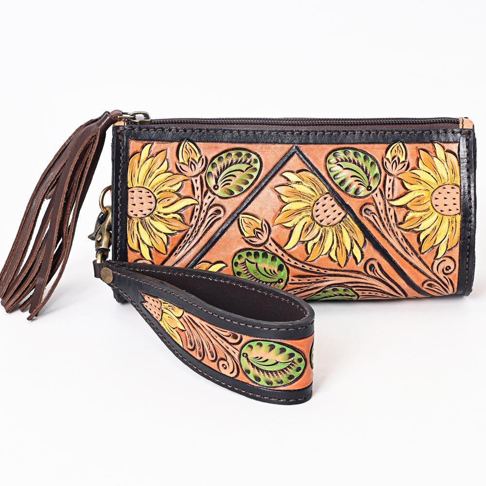 American Darling Hand-Tooled Leather Clutch Purse