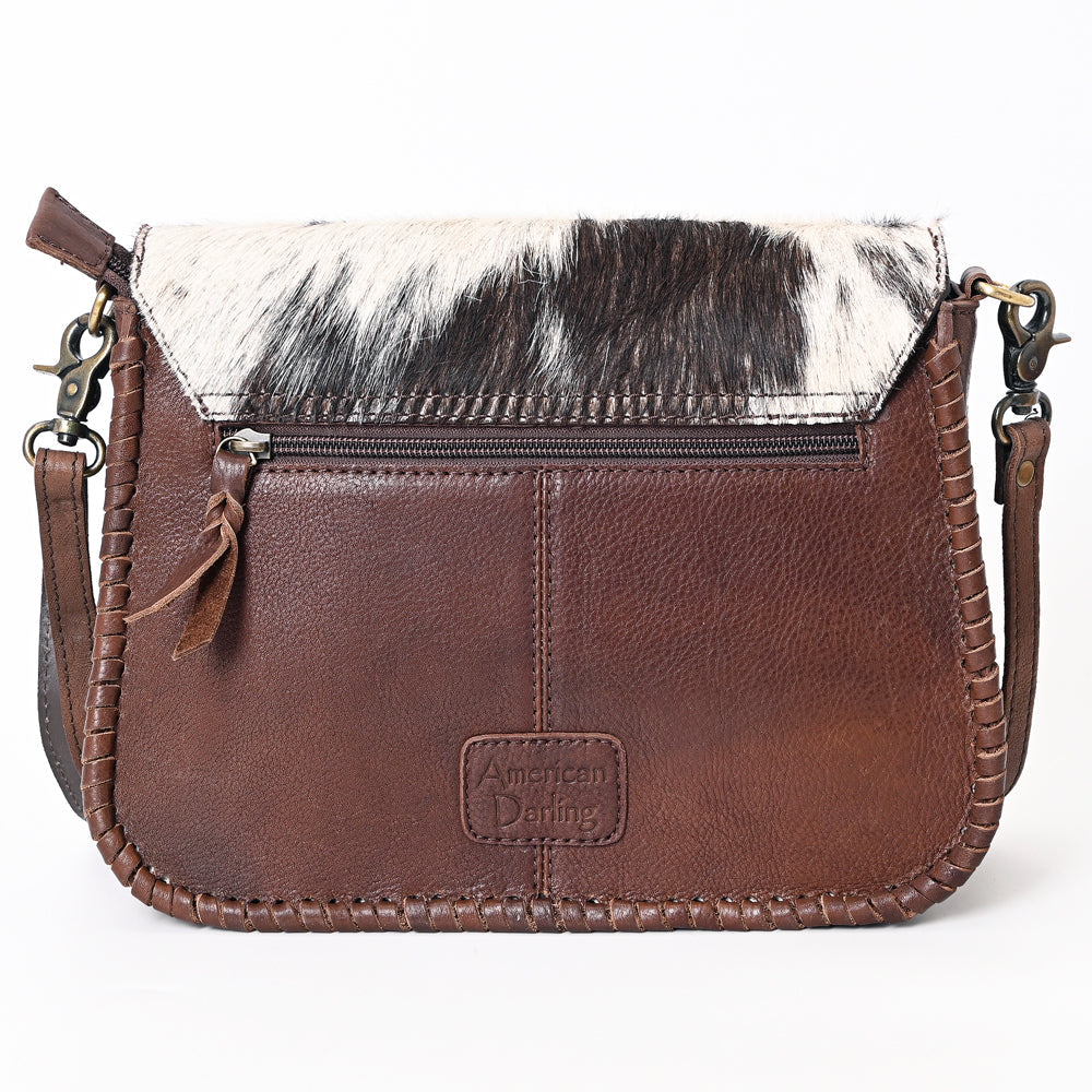 American Darling Hand-Tooled Hair-On Genuine Leather Crossbody Bag