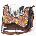 American Darling Hand-Tooled Hair-On Genuine Leather Crossbody Bag