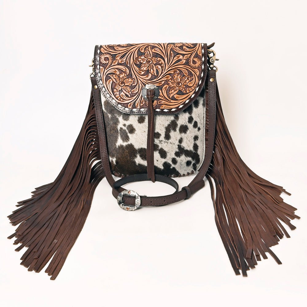American Darling Hand-Tooled Hair-On Genuine Leather Bag