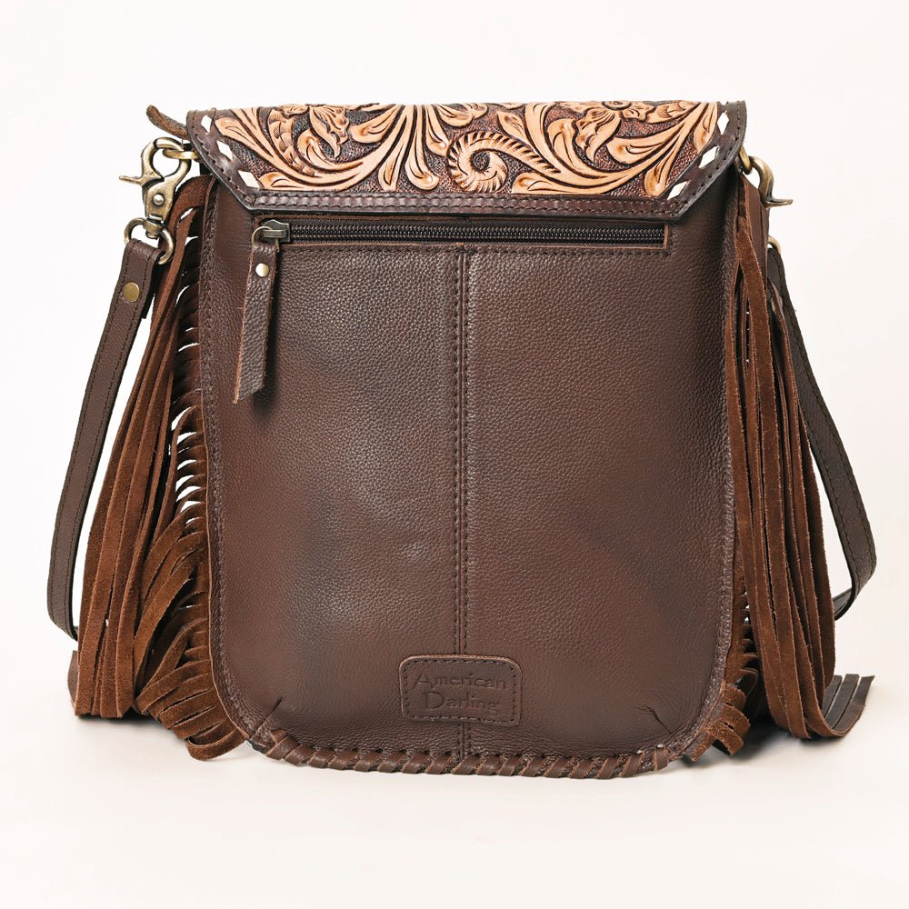 American Darling Hand-Tooled Hair-On Genuine Leather Bag