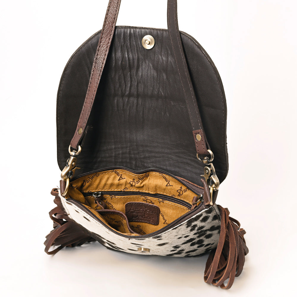 American Darling Hand-Tooled Hair-On Genuine Leather Bag