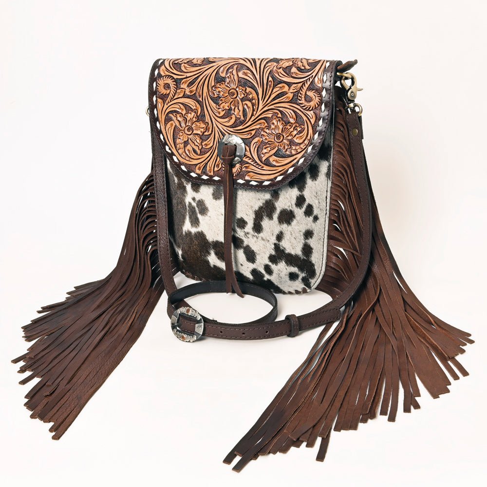 American Darling Hand-Tooled Hair-On Genuine Leather Bag