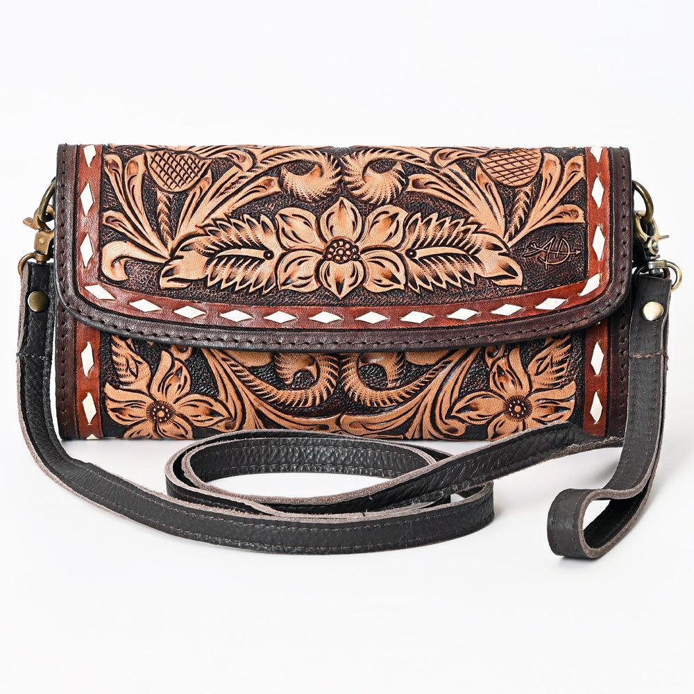 American Darling Hand-Tooled Painted Leather Clutch