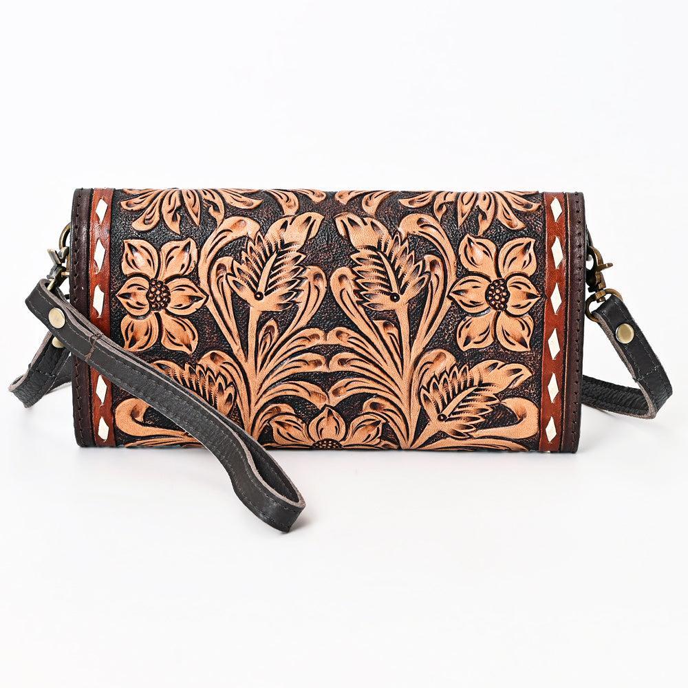 American Darling Hand-Tooled Painted Leather Clutch
