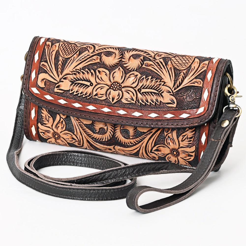 American Darling Hand-Tooled Painted Leather Clutch
