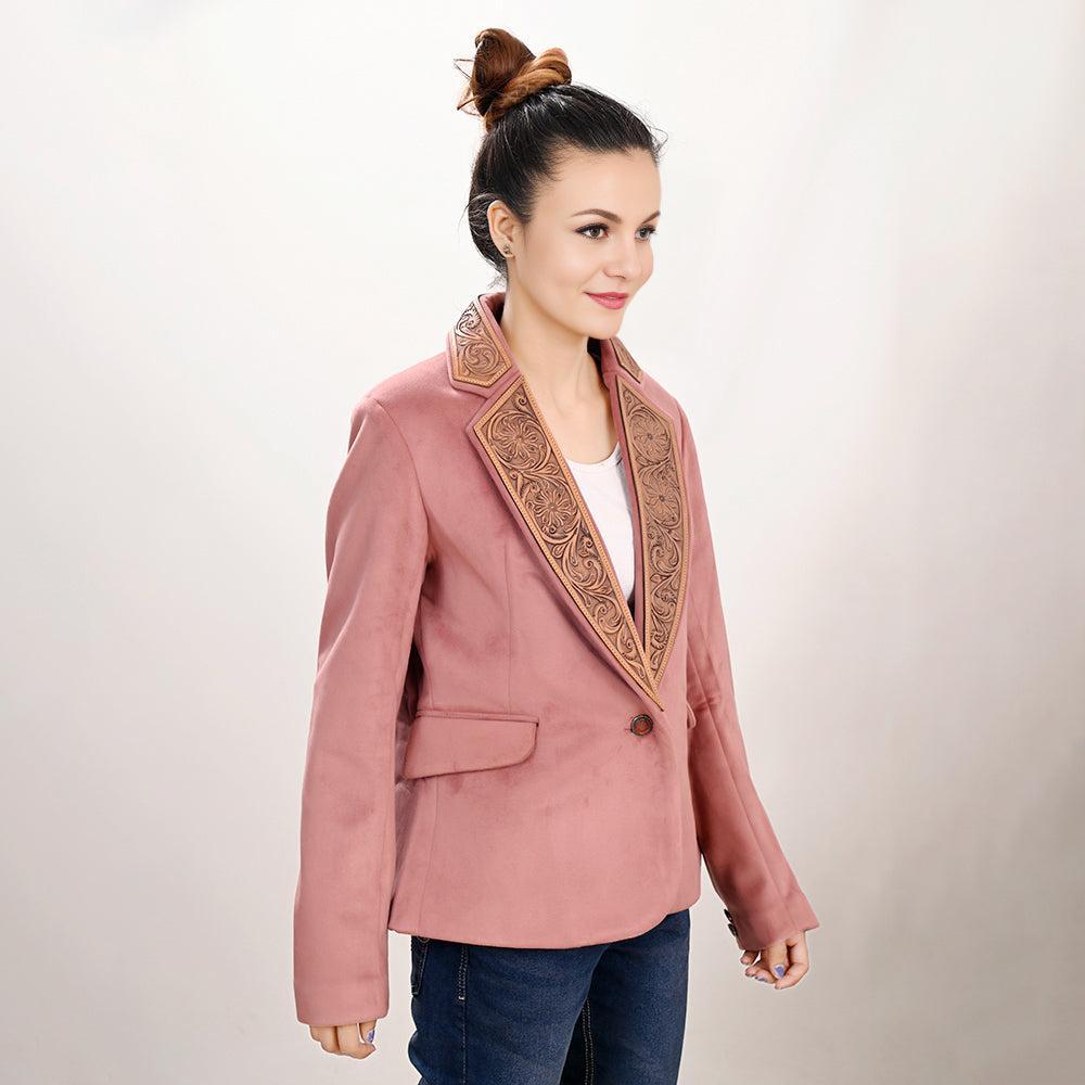Genuine leather Hand tooled hand carved Women Blazer dress jacket