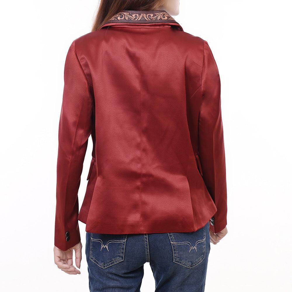 Genuine leather Hand tooled hand carved Women Blazer dress jacket