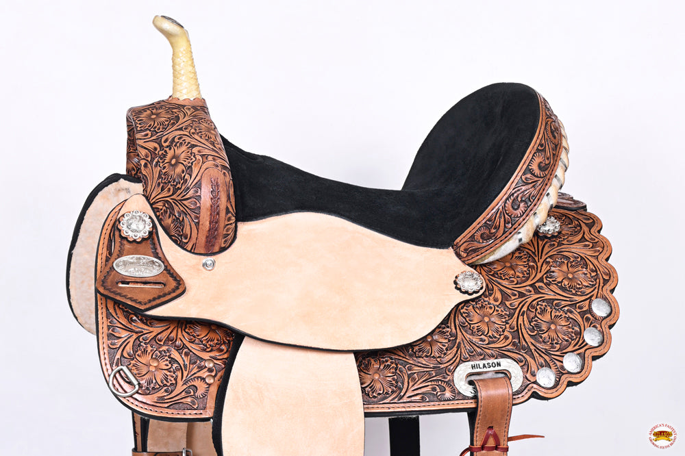 HILASON Western Horse Treeless Trail Barrel Saddle American Leather | for Horses