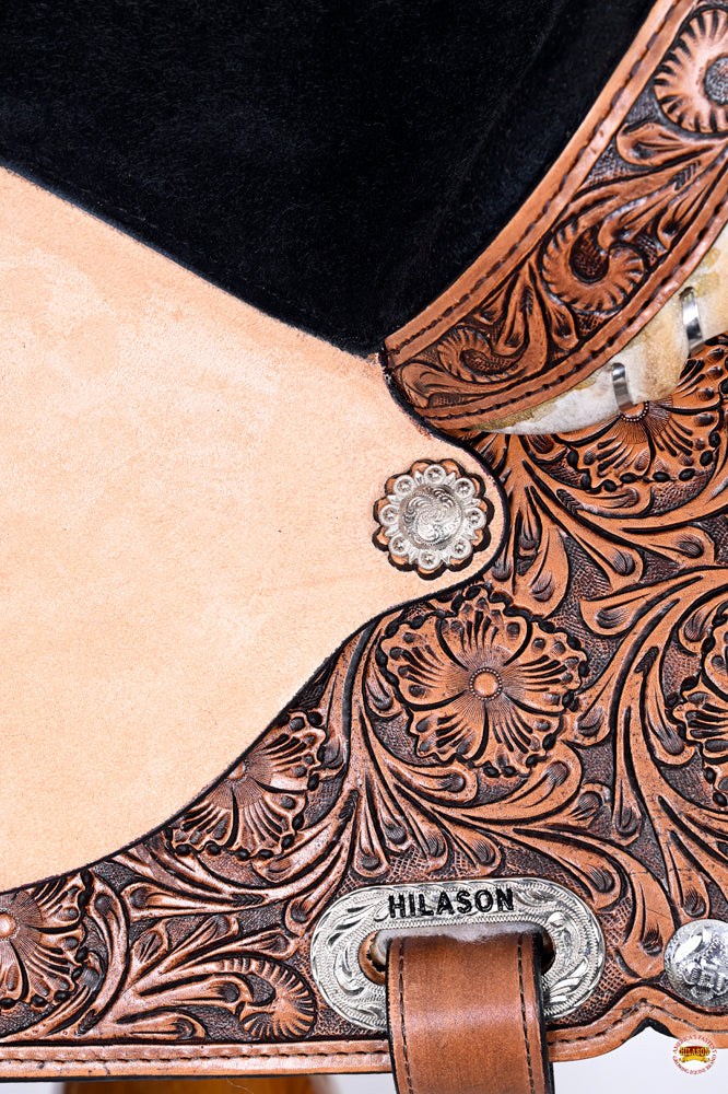 HILASON Western Horse Treeless Trail Barrel Saddle American Leather | for Horses