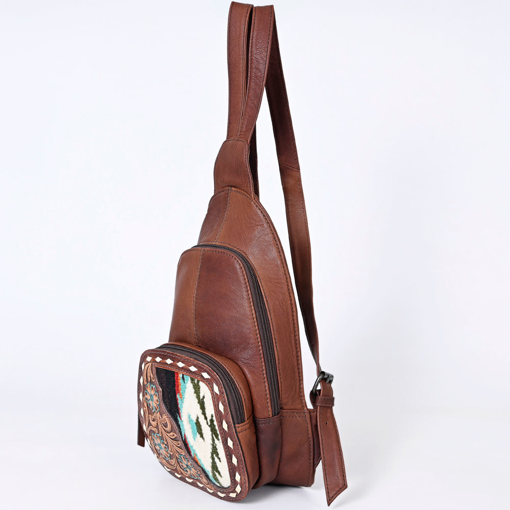 American Darling Hand-Tooled Saddle Blanket Genuine Leather Sling Bag