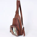 American Darling Hand-Tooled Saddle Blanket Genuine Leather Sling Bag