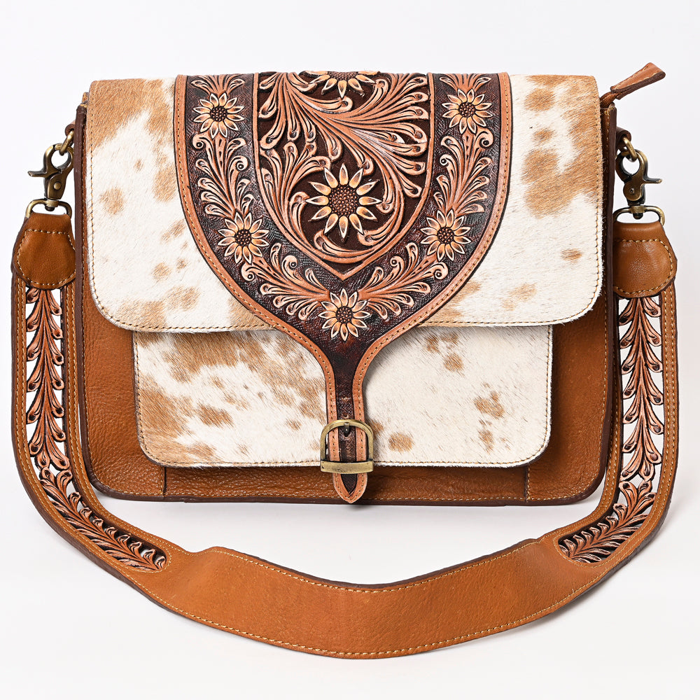 American Darling Hand-Tooled Hair-On Genuine Leather Bag