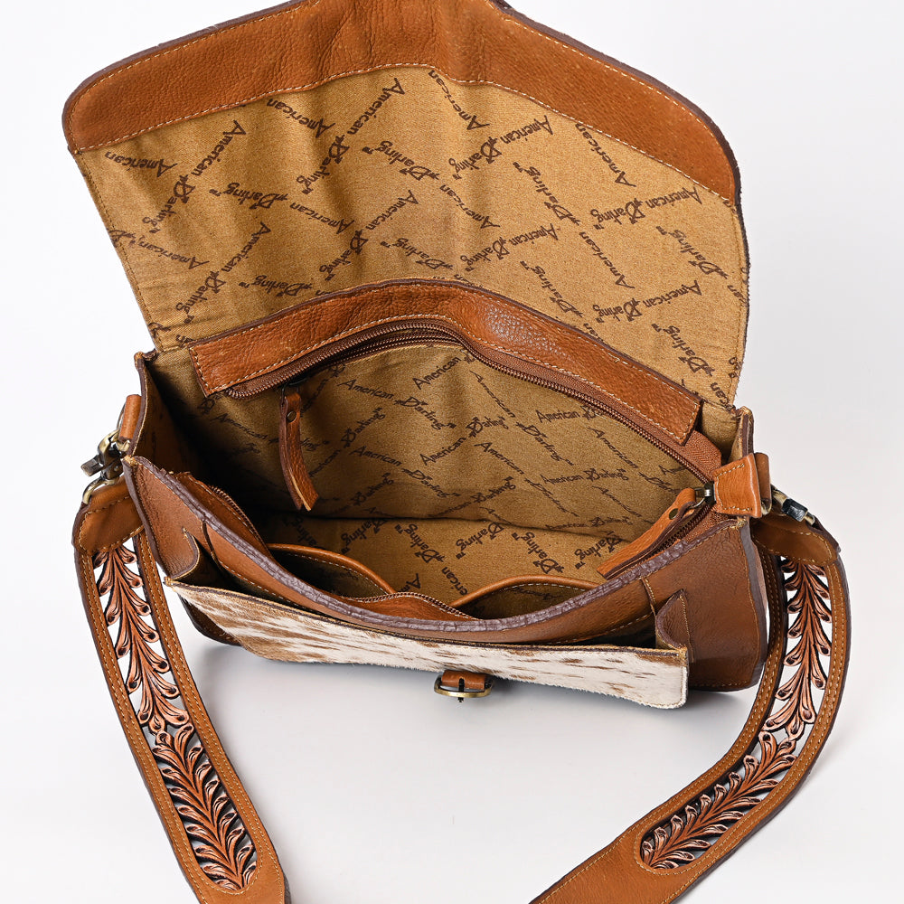 American Darling Hand-Tooled Hair-On Genuine Leather Bag