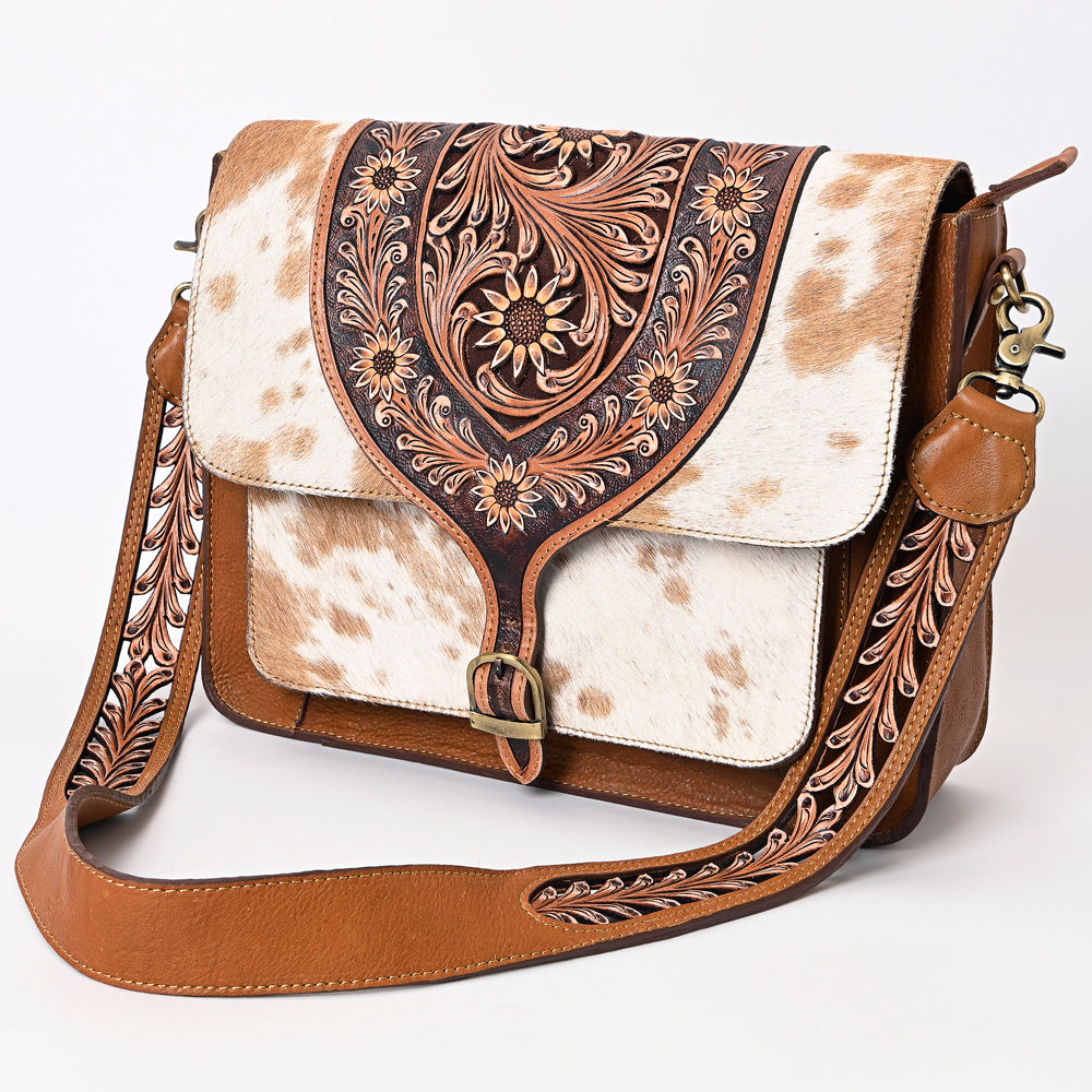 American Darling Hand-Tooled Hair-On Genuine Leather Bag