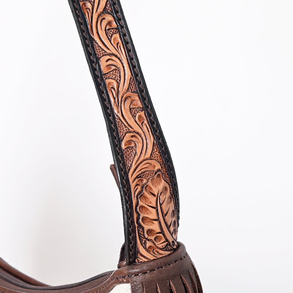 American Darling Hand-Tooled Hair-On Genuine Leather Bag