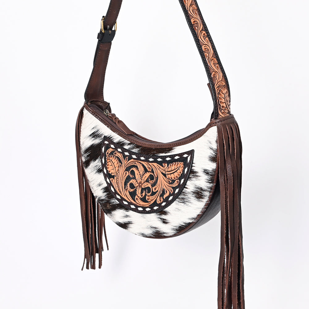 American Darling Hand-Tooled Hair-On Genuine Leather Bag