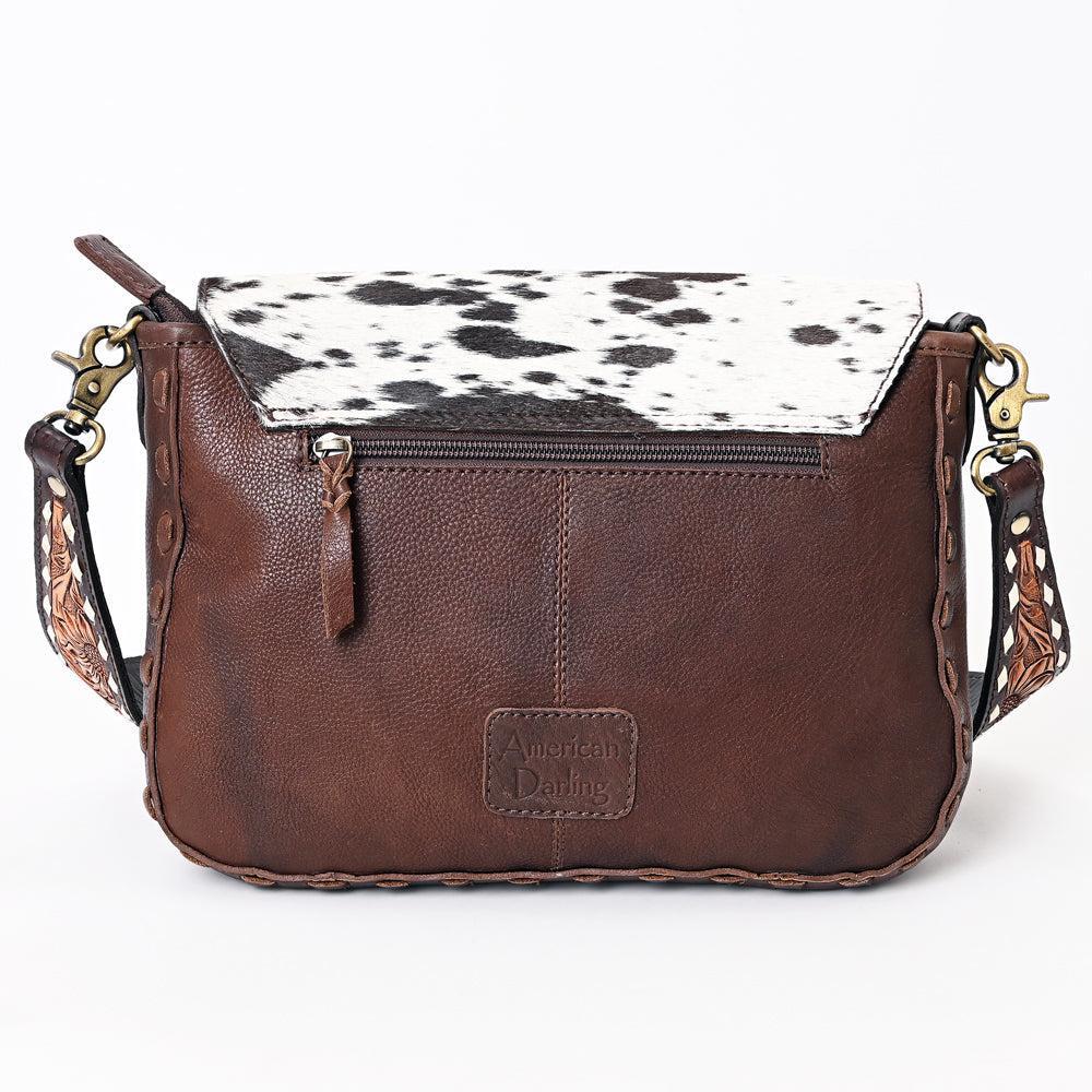 American Darling Hand-Tooled Hair-On Leather Crossbody Bag