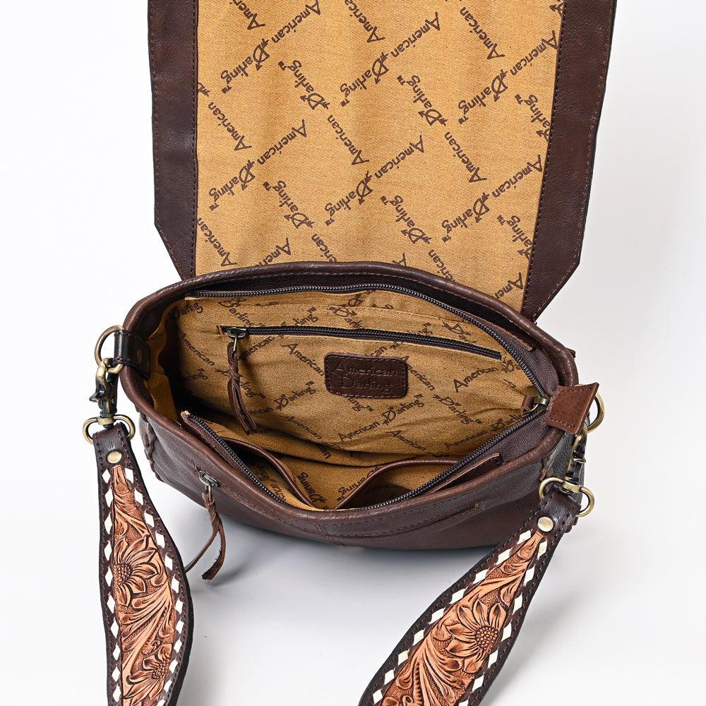 American Darling Hand-Tooled Hair-On Leather Crossbody Bag