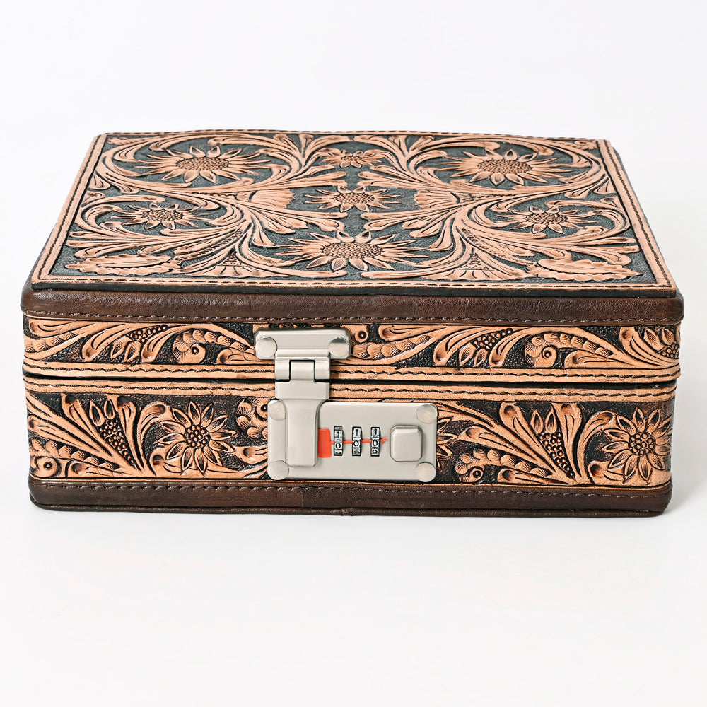 American Darling Jewelry Case Hand Tooled Hair-On Genuine Leather