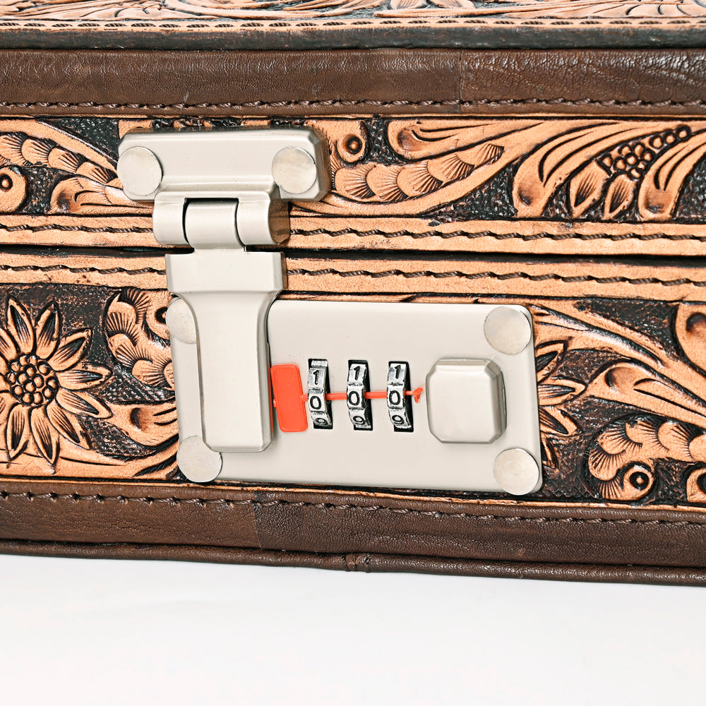 American Darling Jewelry Case Hand Tooled Hair-On Genuine Leather