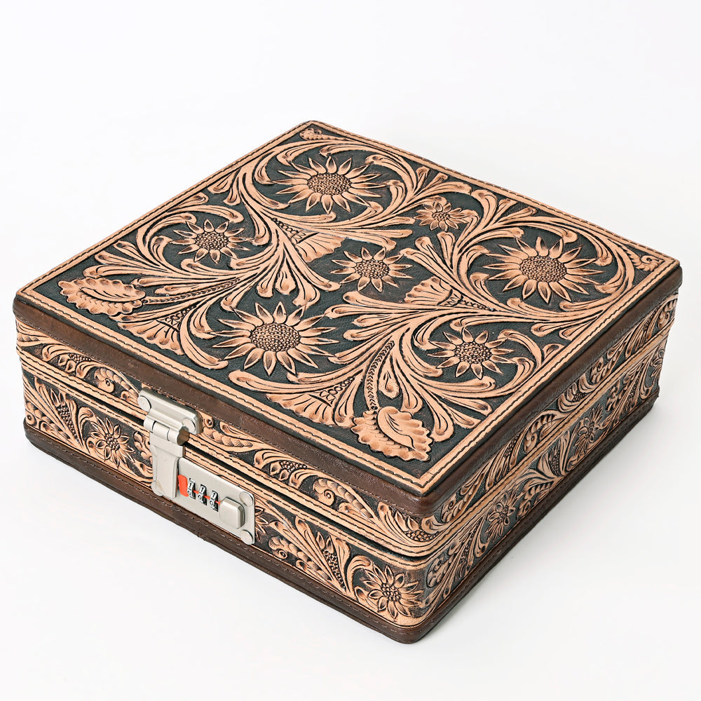 American Darling Jewelry Case Hand Tooled Hair-On Genuine Leather
