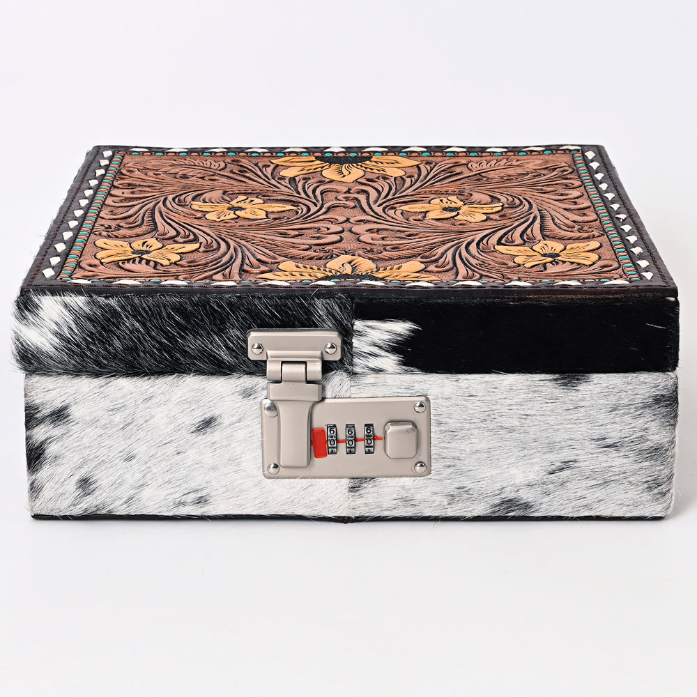American Darling Jewelry Case Hand Tooled Hair-On Genuine Leather