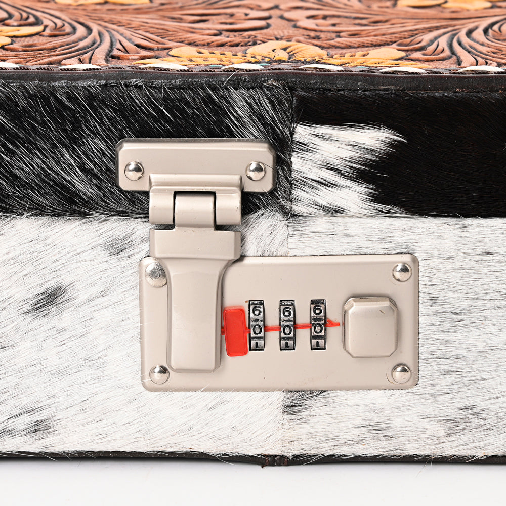 American Darling Jewelry Case Hand Tooled Hair-On Genuine Leather