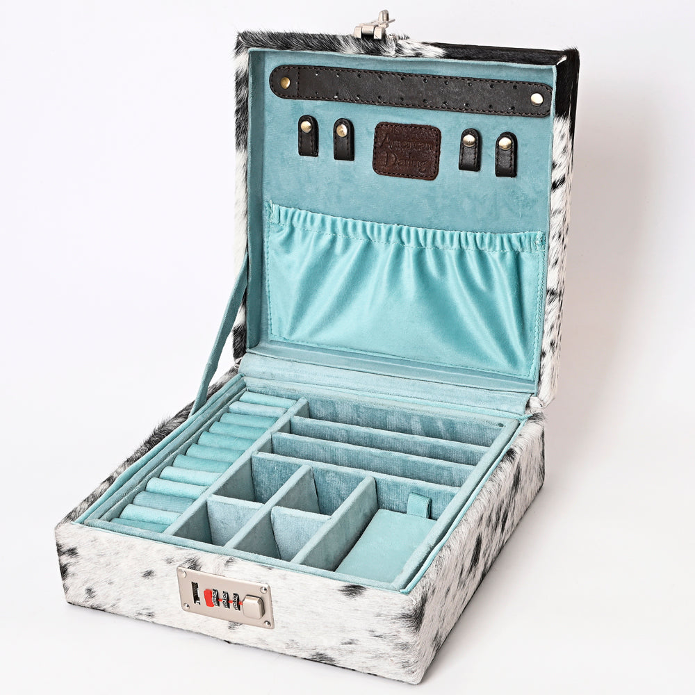 American Darling Jewelry Case Hand Tooled Hair-On Genuine Leather