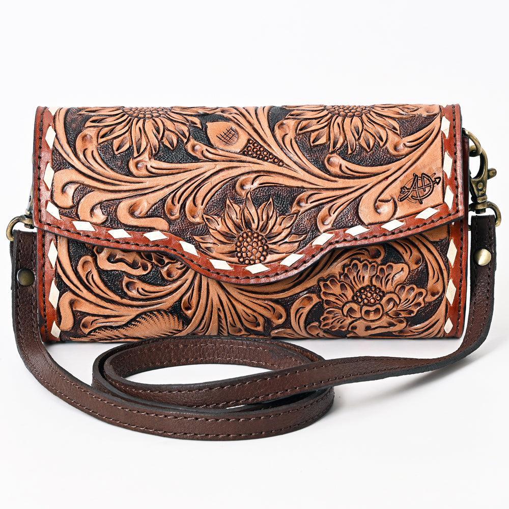 American Darling Hand-Tooled Painted Leather Clutch