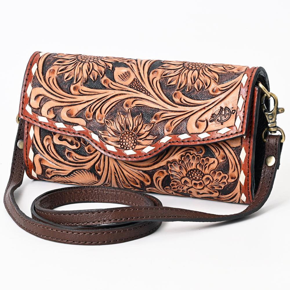 American Darling Hand-Tooled Painted Leather Clutch