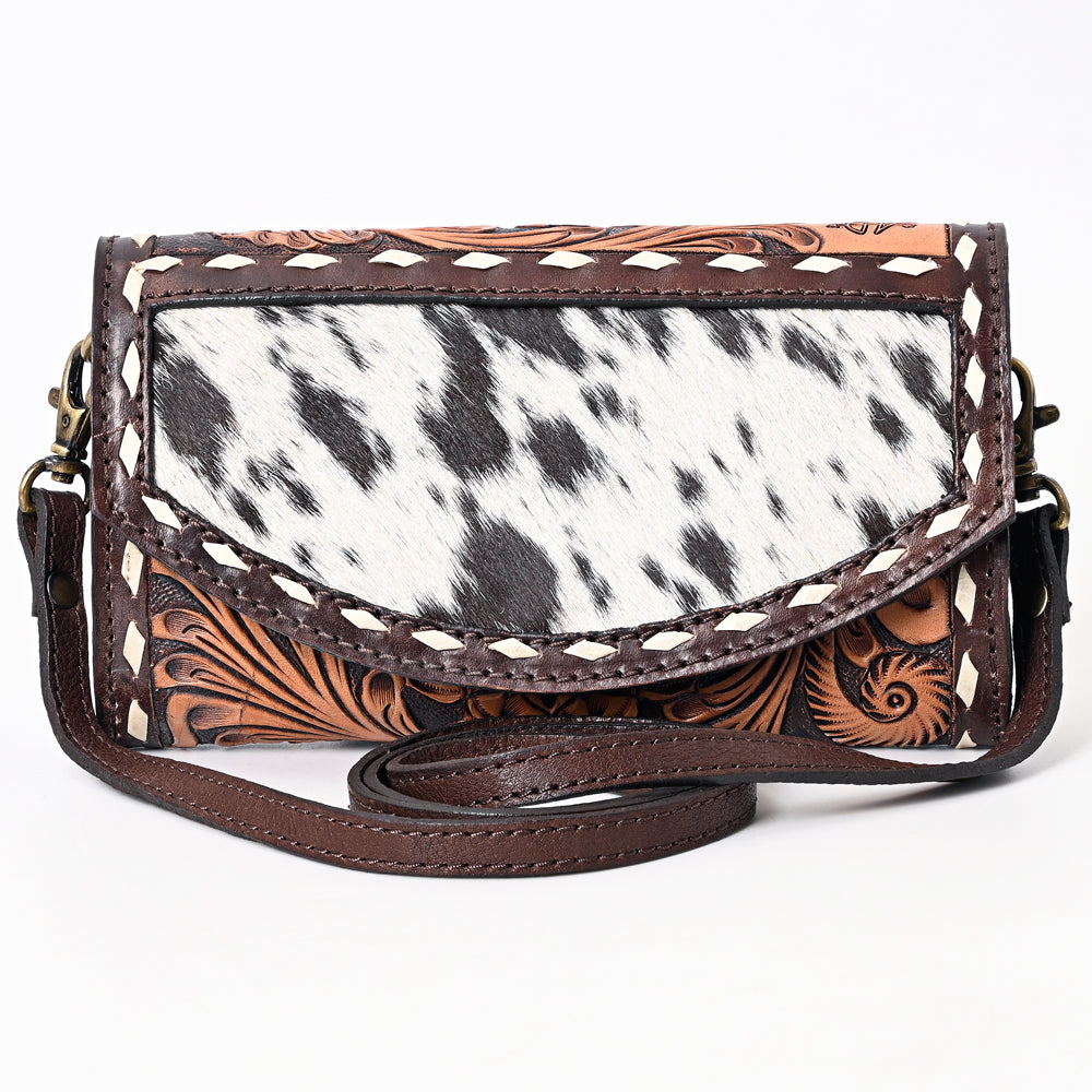 American Darling Hand-Tooled Hair-On Genuine Leather Bag