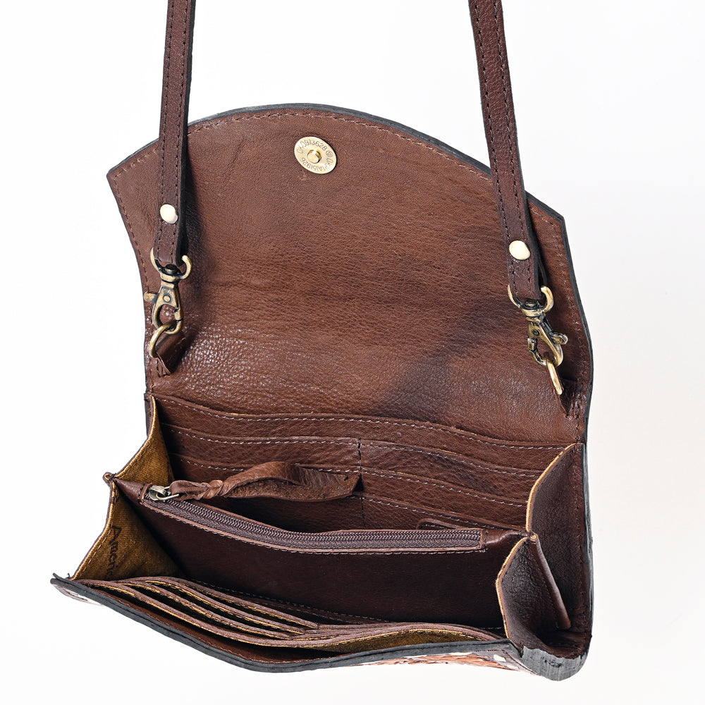 American Darling Hand-Tooled Hair-On Genuine Leather Bag