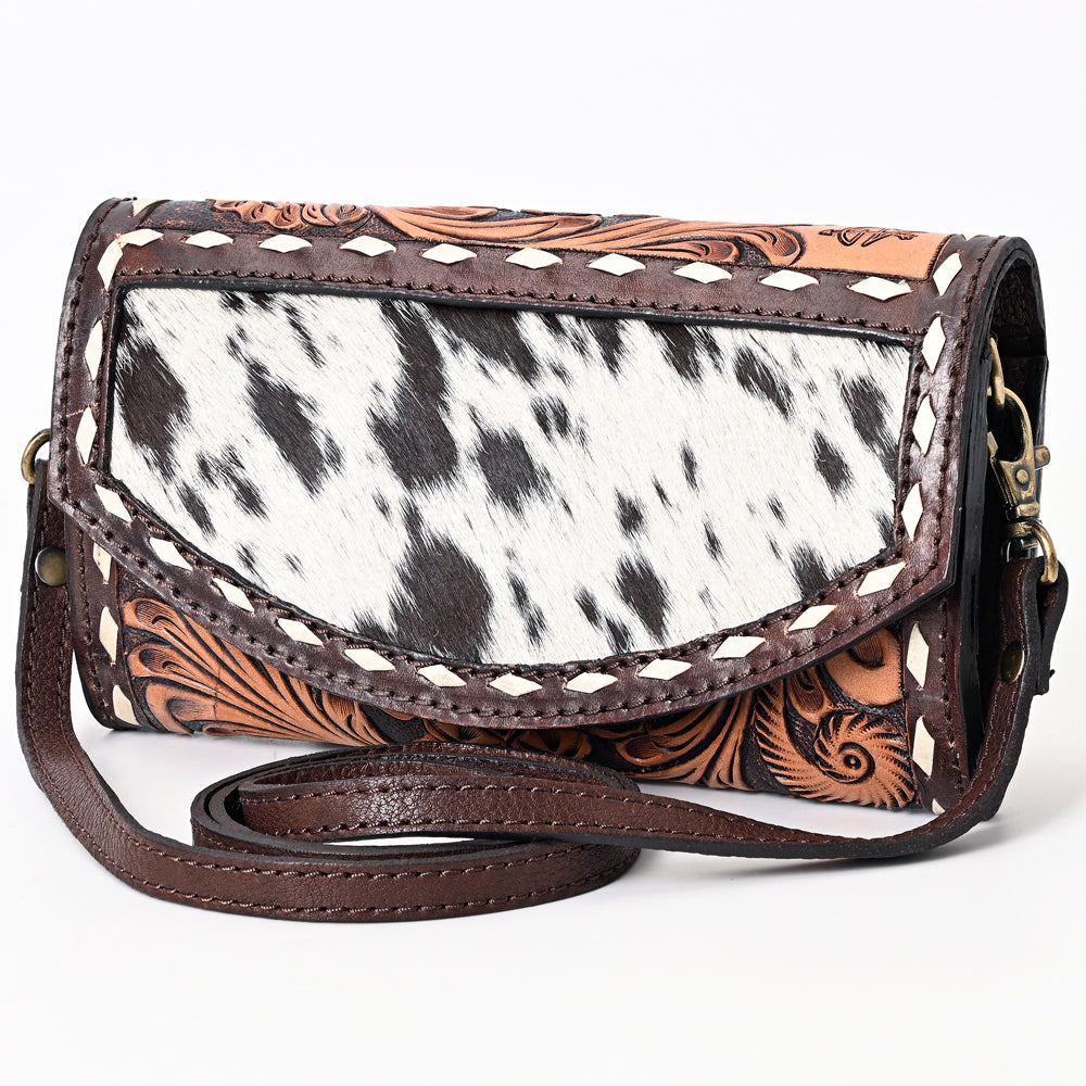 American Darling Hand-Tooled Hair-On Genuine Leather Bag