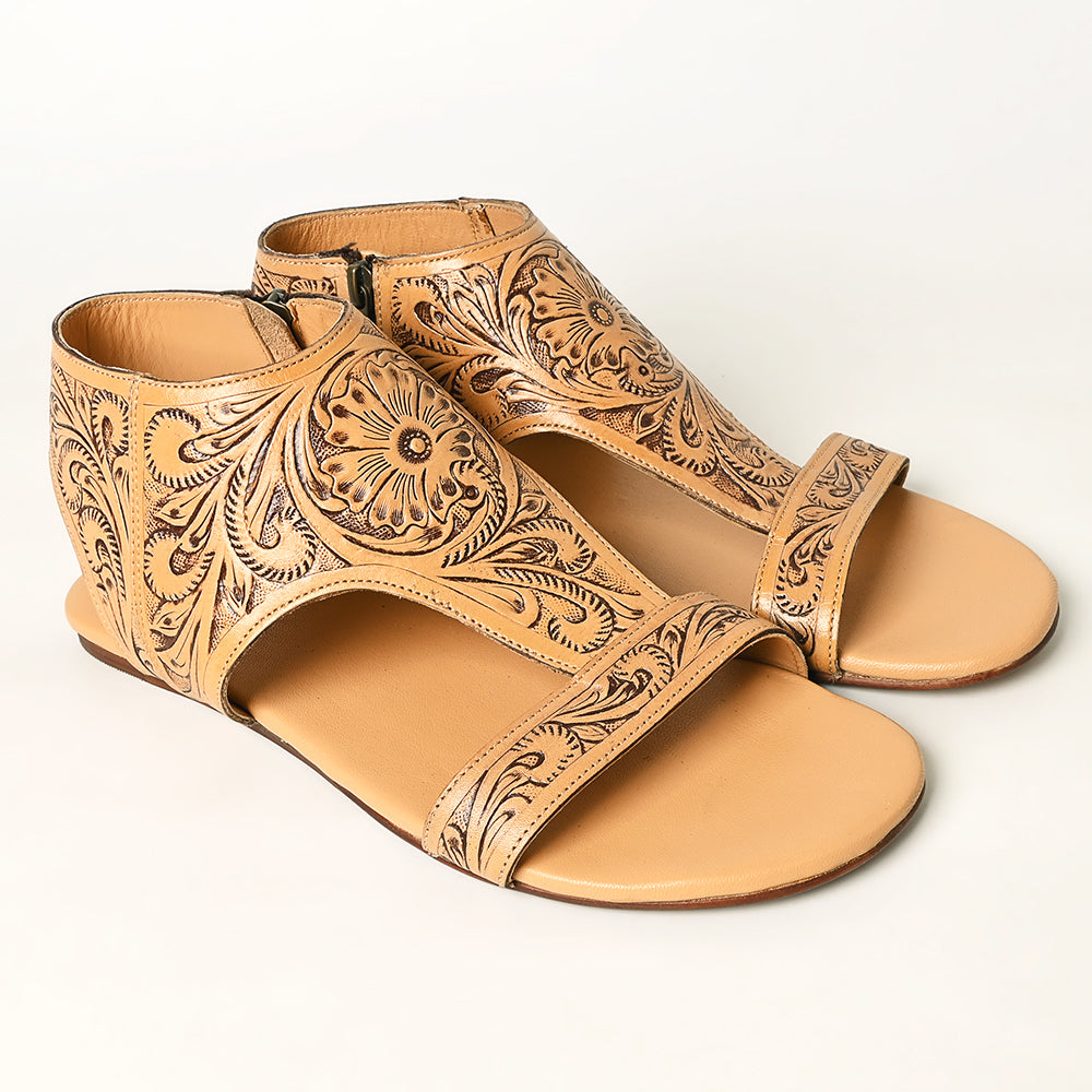 American Darling ADFT141A Hand tooled carved genuine leather sandal footwear flip flop