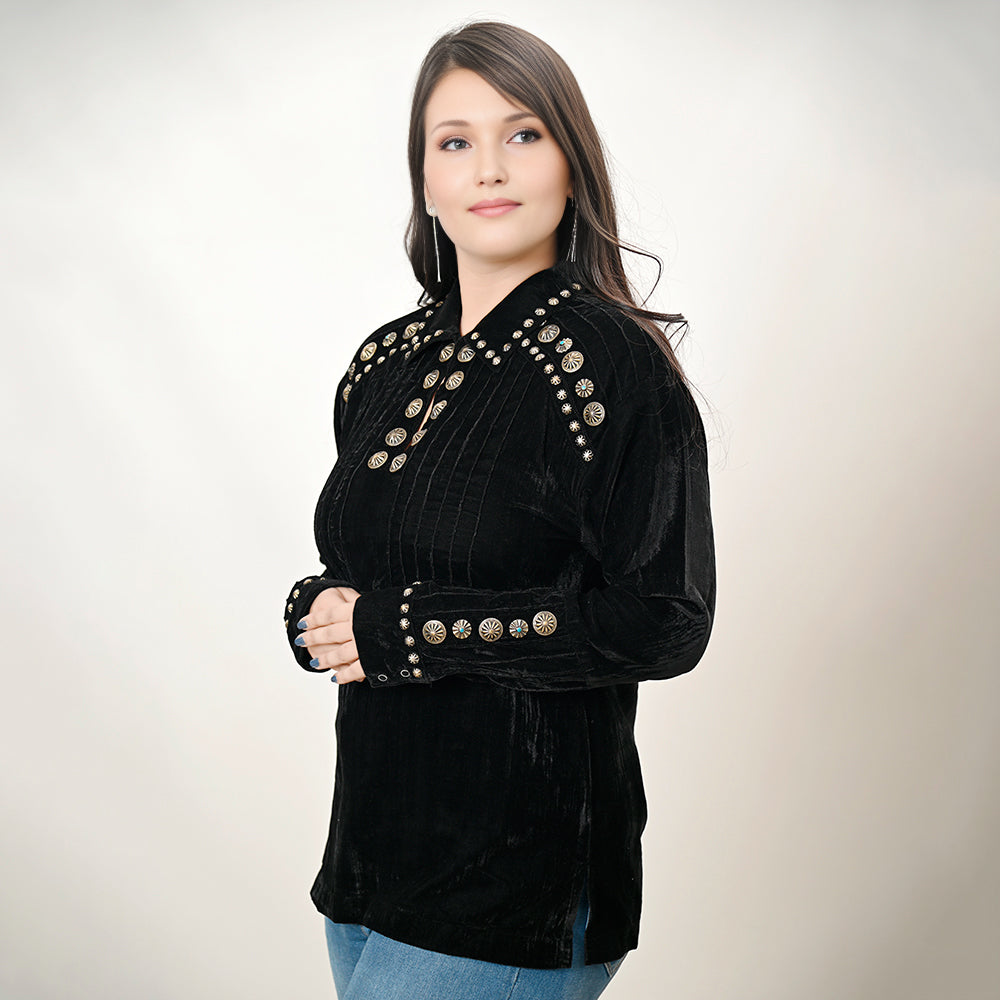 American Darling Velvet Women shirt dress Tunic Ladies girl Top