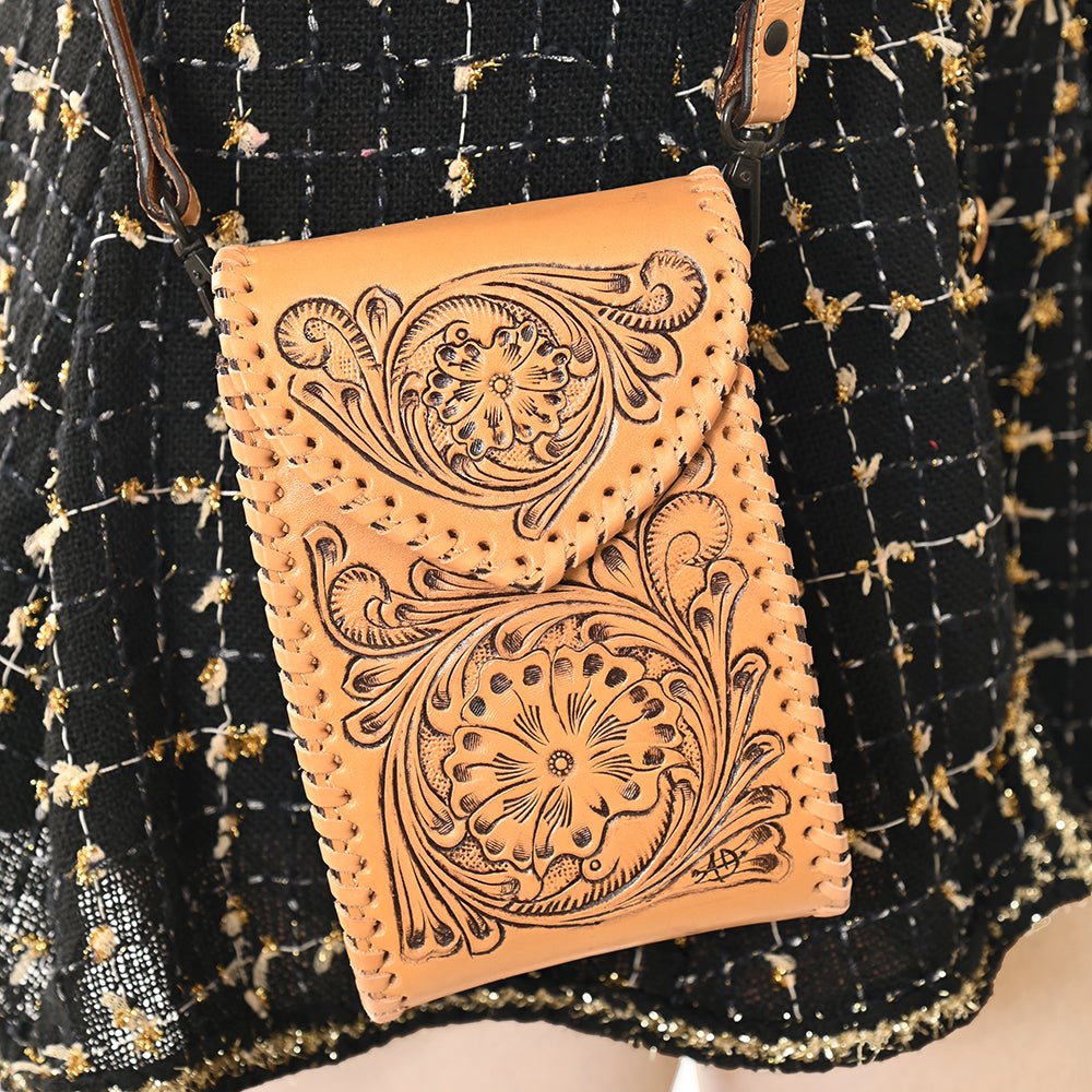 American Darling Cell Phone Holder Hand Tooled Genuine Leather