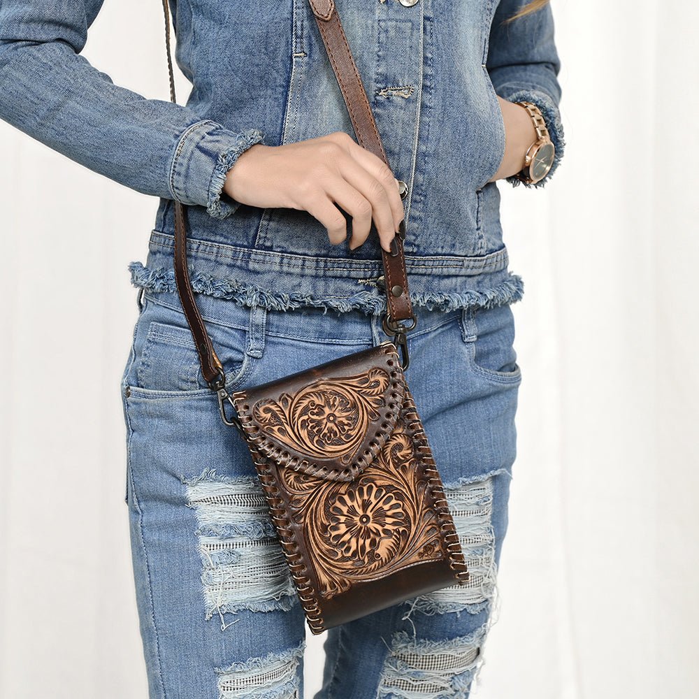 American Darling Cell Phone Holder Hand Tooled Genuine Leather