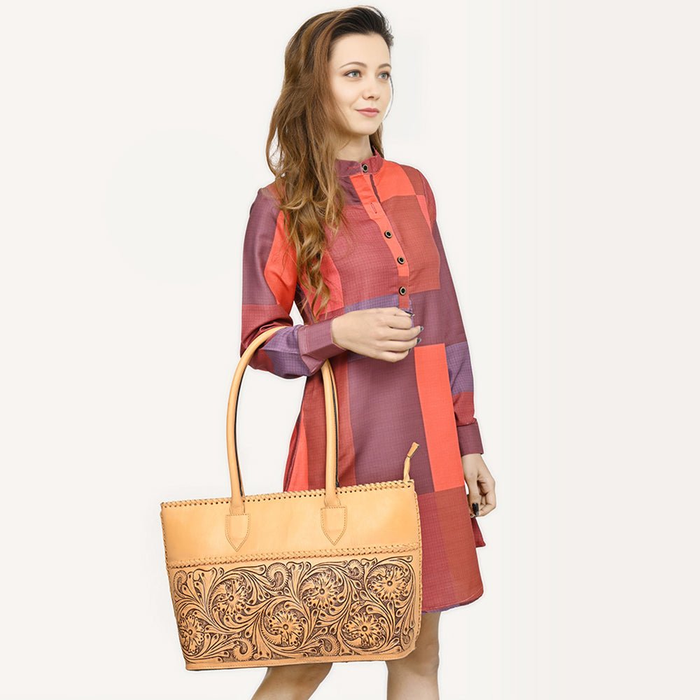 American Darling Tote Hand Tooled Genuine Leather