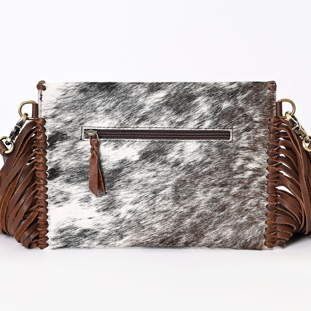 American Darling Hair-On Cowhide Braided Genuine Leather Envelope Fringes Vegetable-Tanned Eco-Friendly Western