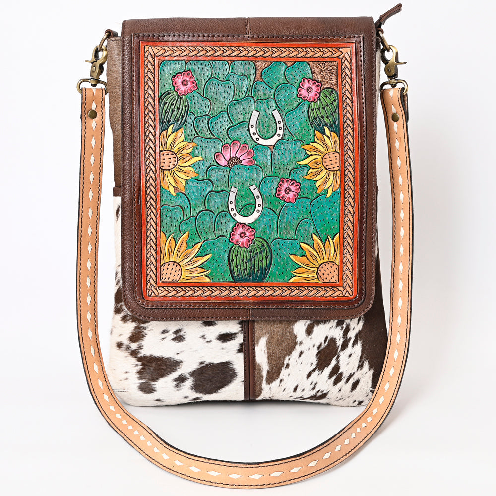 American Darling Hand-Tooled Hair-On Genuine Leather Bag