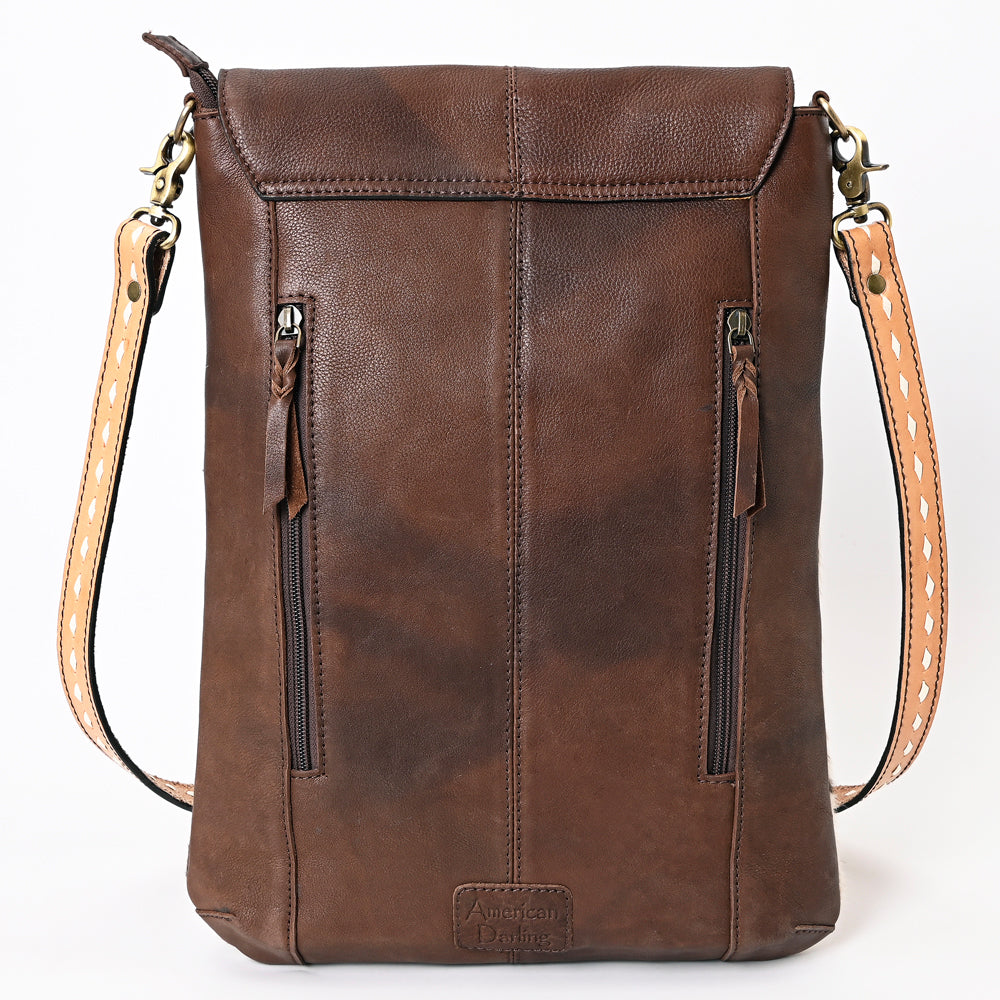 American Darling Hand-Tooled Hair-On Genuine Leather Bag