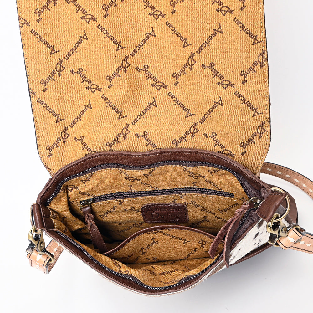 American Darling Hand-Tooled Hair-On Genuine Leather Bag