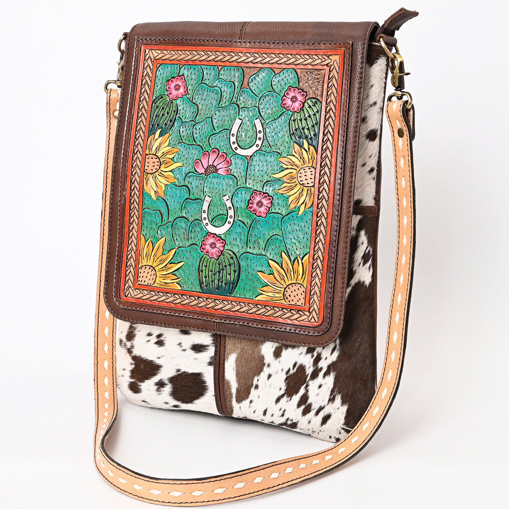 American Darling Hand-Tooled Hair-On Genuine Leather Bag
