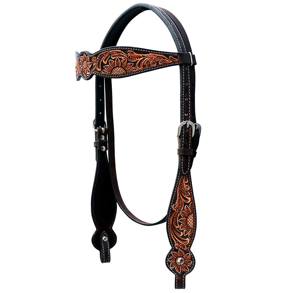 Hand-Carved Leather Western Headstall And Breast Collar Set For Training And Showing