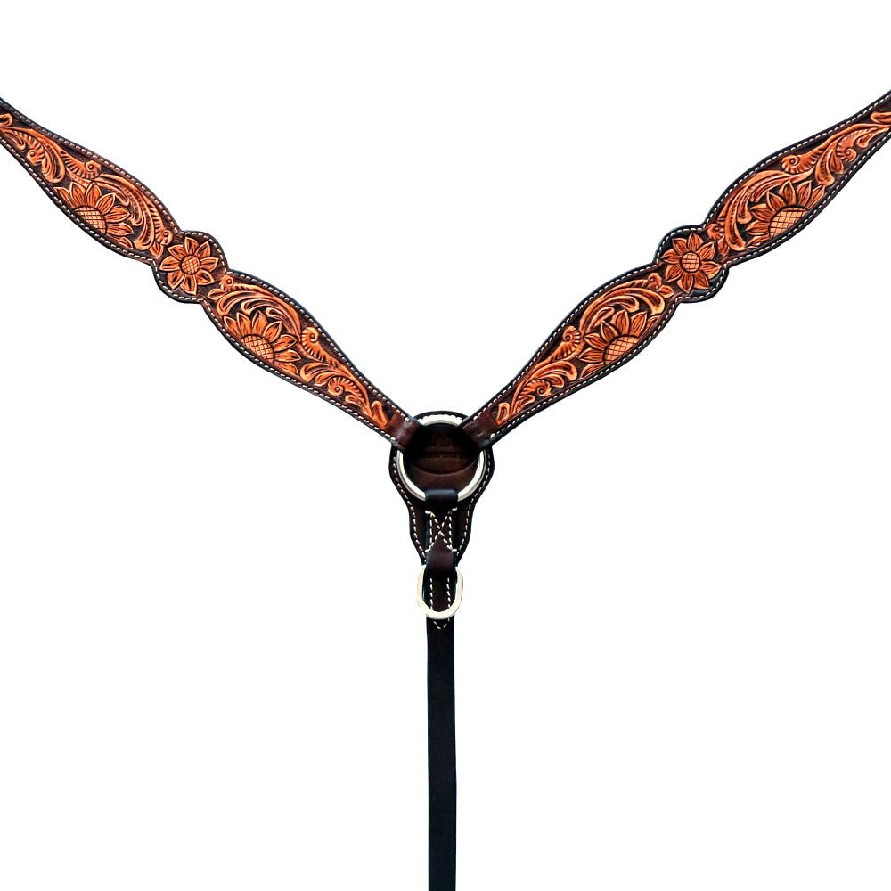 Hand-Carved Leather Western Headstall And Breast Collar Set For Training And Showing