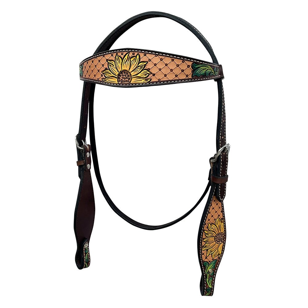 HILASON Western Horse Headstall & Breast Collar American Leather Floral Carving
