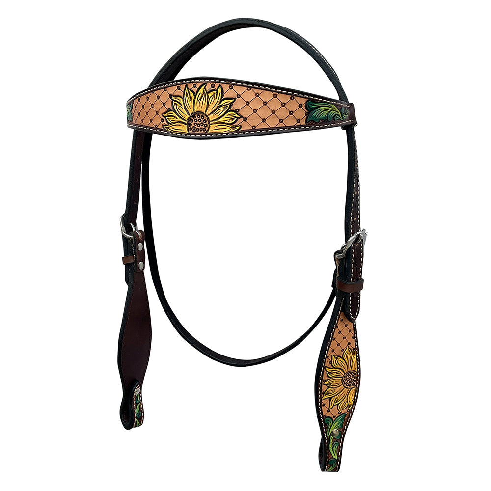 HILASON Western Horse Headstall & Breast Collar American Leather Floral Carving